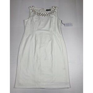 Ivanka Trump Women's 14 Ivory Sleeveless Eyelet Sheath Dress NWT
